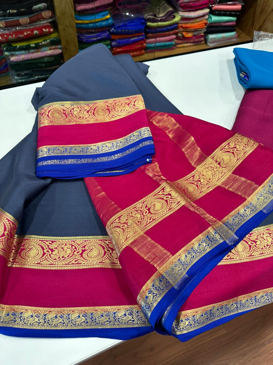Pure  Mysore silk sarees 
120 grm thickness
