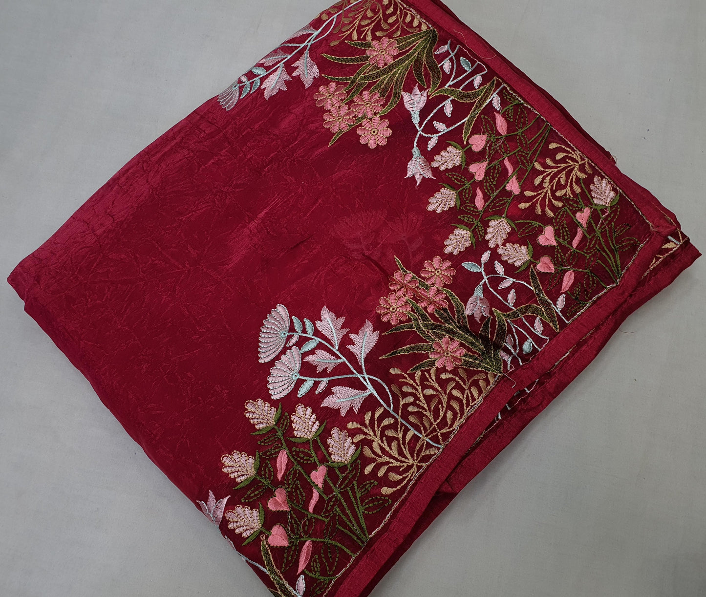 ALLOVER PURE KASHMIRI WORK BORDER ON CRUSH GEORGETTE saree