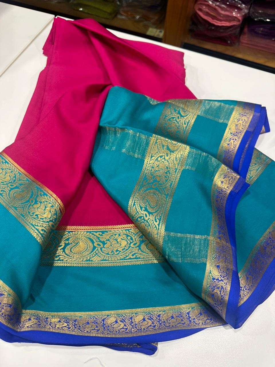 Pure  Mysore silk sarees 
120 grm thickness