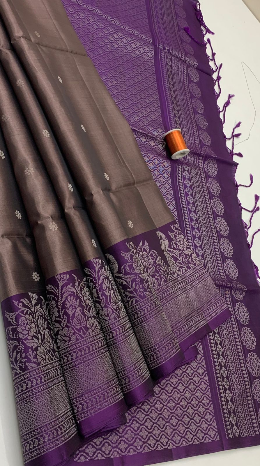 Pure handloom  TURNING BORDER  bridal Double warp soft silk sarees collections ..with contrast Pallu and blouse