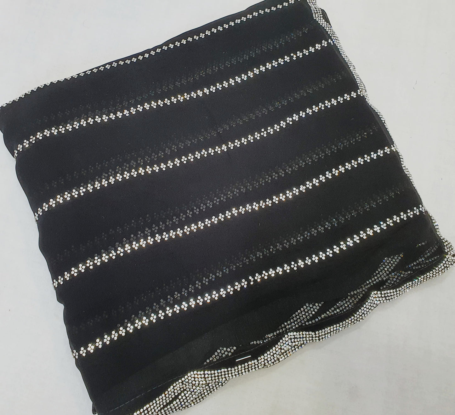 ALLOVER JARKAN STONE WORK AND BORDER ON PURE GEORGETTE*saree