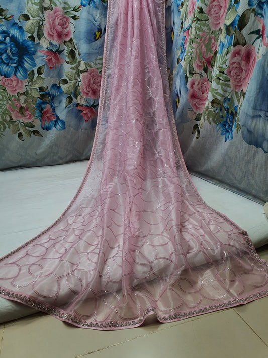 Allover self sequence work on jimmy choo*Saree