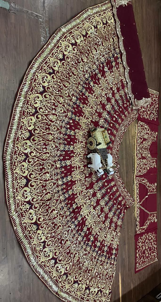 Special bridal lehenga choli
LEHENGA DETAILA
Lehenga  Fabric- Fox Georgette
Lehenga work-Embroidery  Sequins Work With Cancan & Canvas Patta