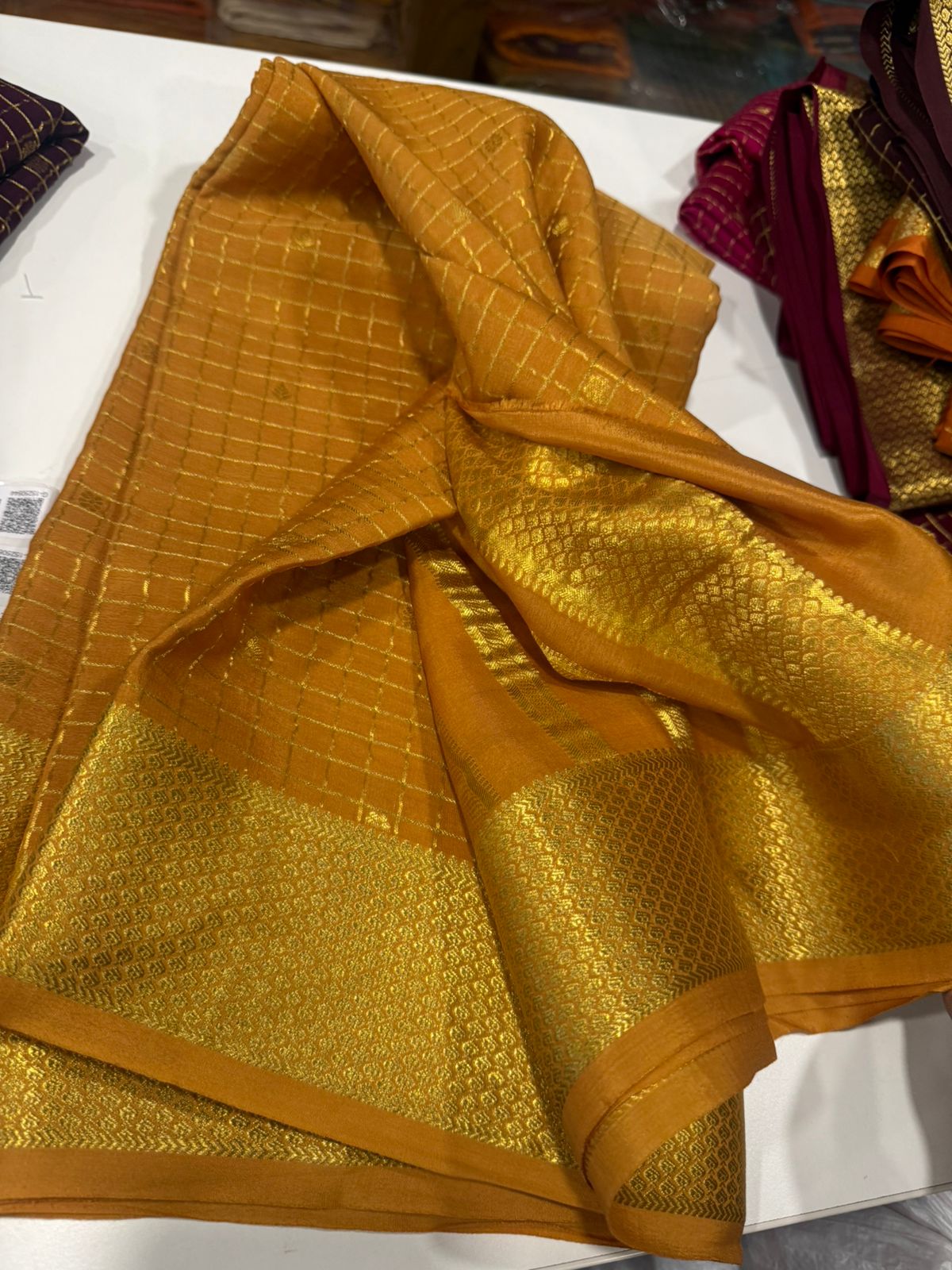 Pure Mysore silk sarees 
120grm thickness All exclusive pattern  with beautiful colour