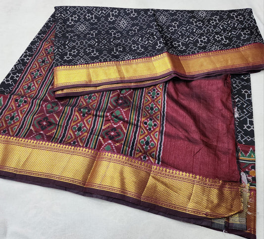 Sana silk Pochampalli print! 
Zari border! Saree