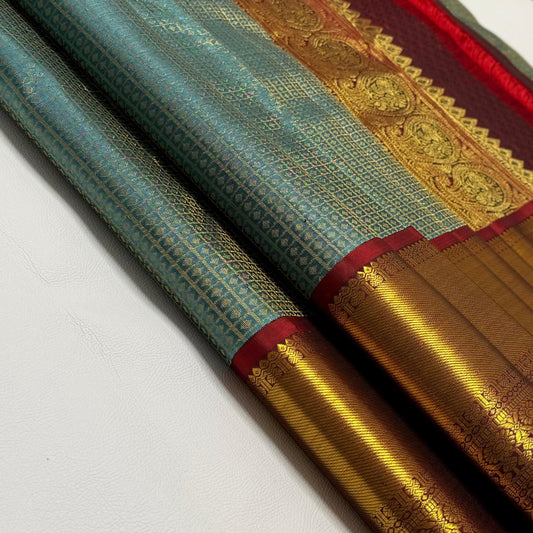 Kanchipuram pure silk handloom double warp contrast grand pallu and blouse *Bridal 1g*
SILK MARK TAG WITH HOLOGRAM*