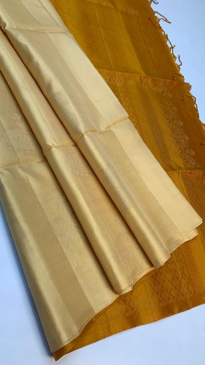 Pure handloom borderless Double warp soft silk sarees collections with self colour contrast Pallu and blouse