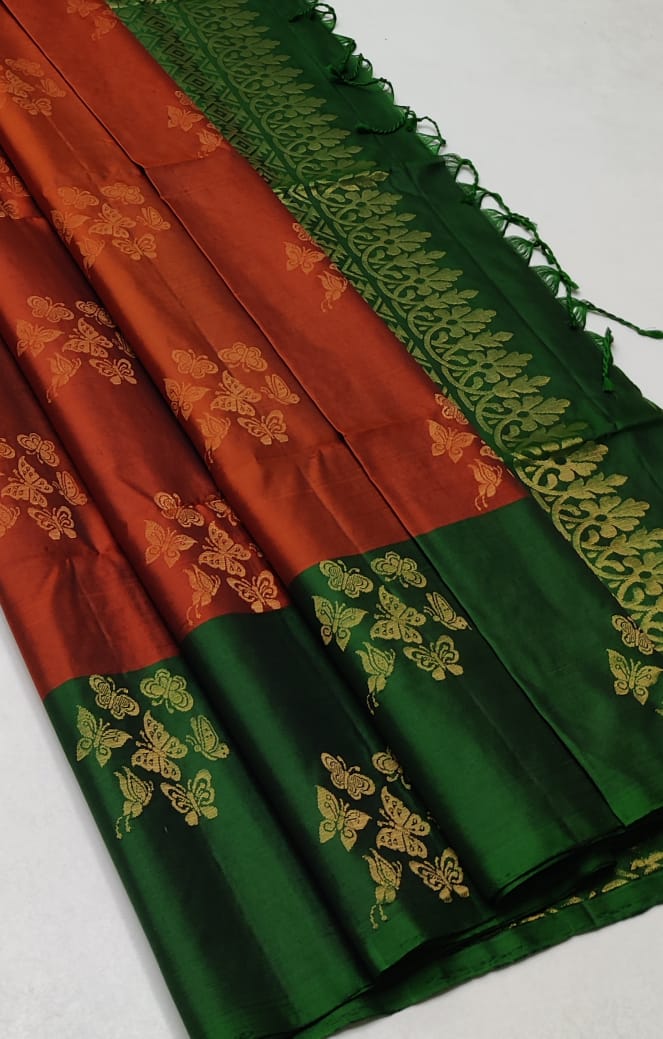 Pure handloom Double warp soft silk saree
Without border