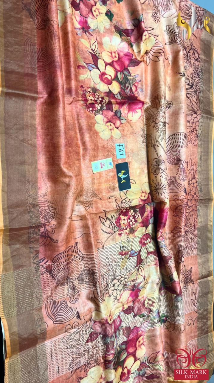 NEW LAUNCH PREMIUM EXPORT QUALITY CONCEPT TUSSAR DIGITAL PRINT SILK SAREES*