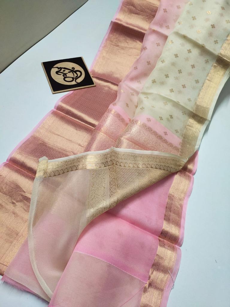 BANARASI KORA ORGANZA DYBLE SILK SAREES GOOD QUALITY WEAVING DESIGN