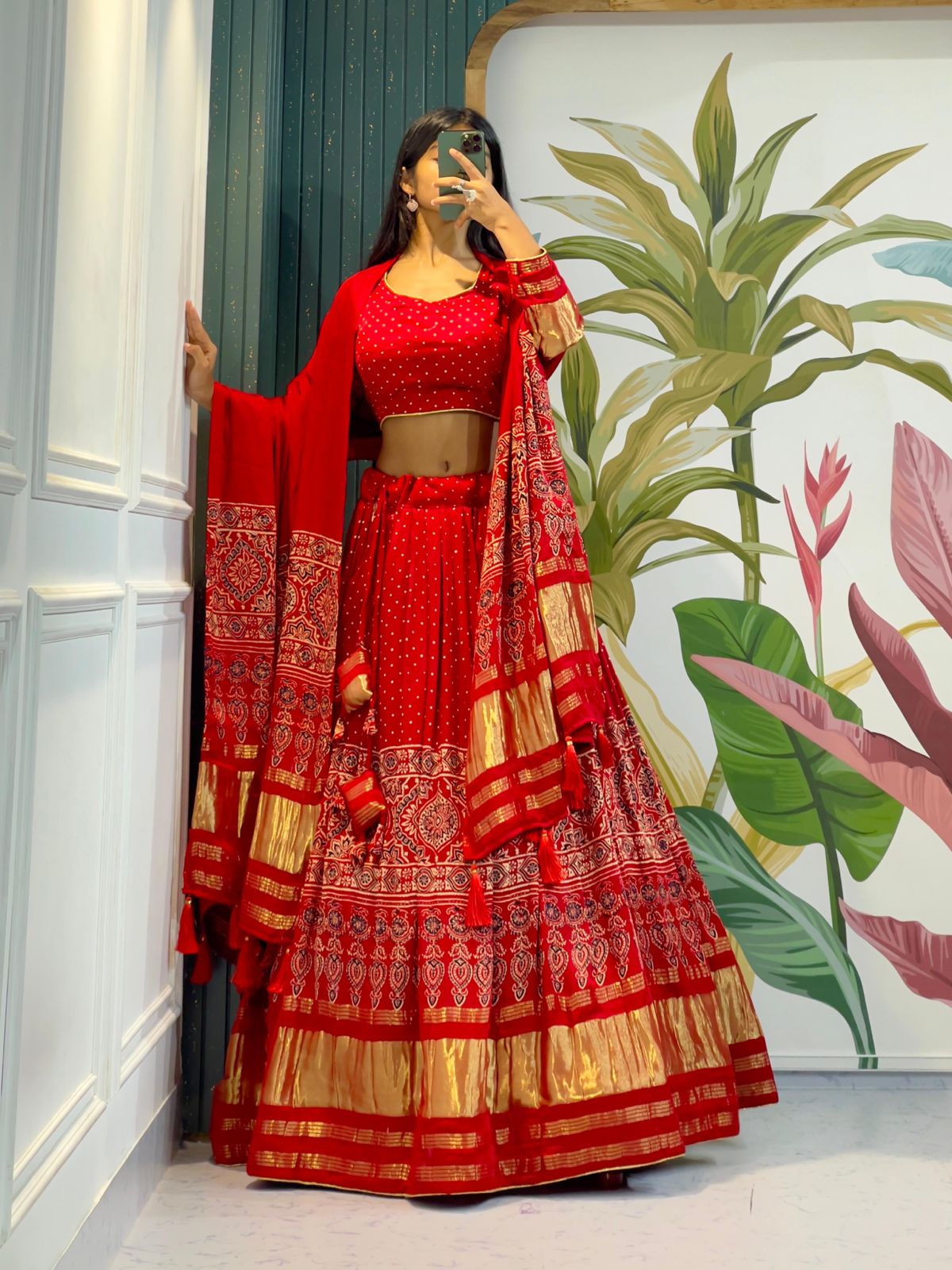 Raise up your style with this Ravishing gaji silk lehenga to vibrant your look at wedding and navratri.