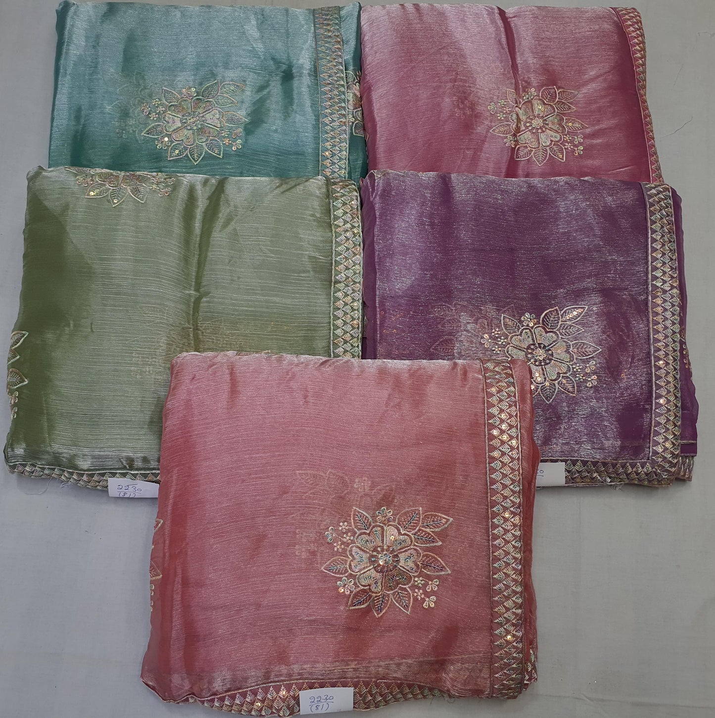 Allover reasham butta and border with sequence multi on Jimmy choo*Saree