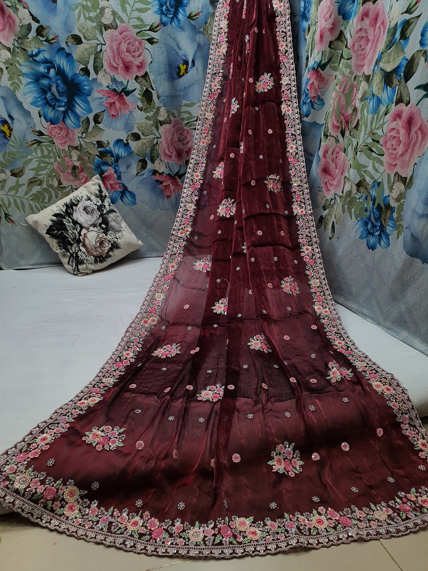 ALLOVER MULTI SEQUENCE WORK AND BORDER ON JIMMY CHOO*Saree