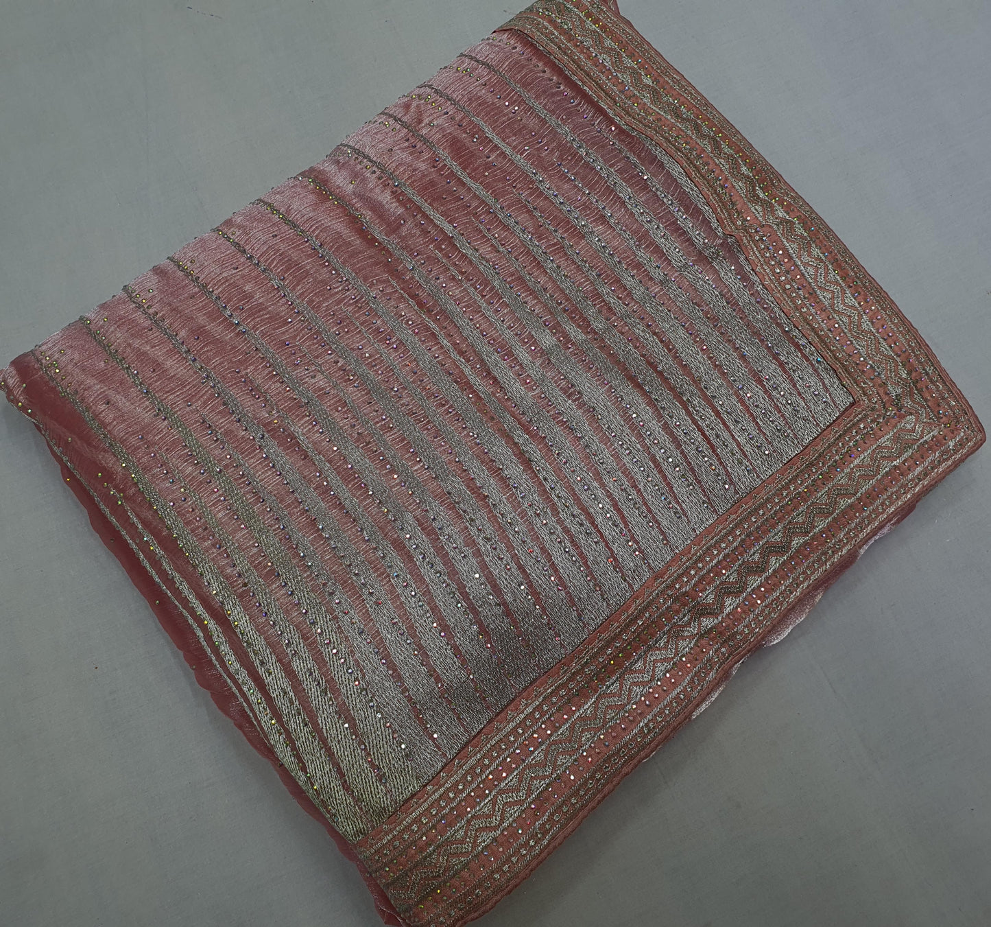 ALLOVER DESIGNER SILVER JARI WORK AND SWAROSKI STONE ON JIMMY CHOO* Saree