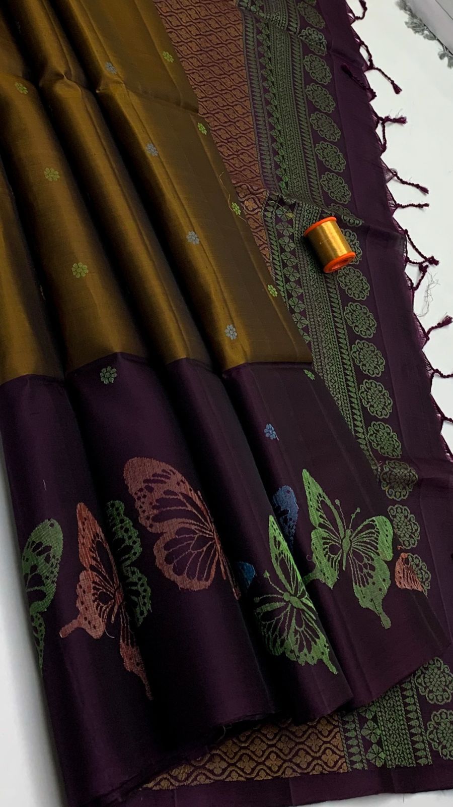 Pure handloom  TURNING BORDER  bridal Double warp soft silk sarees collections with contrast Pallu and blouse