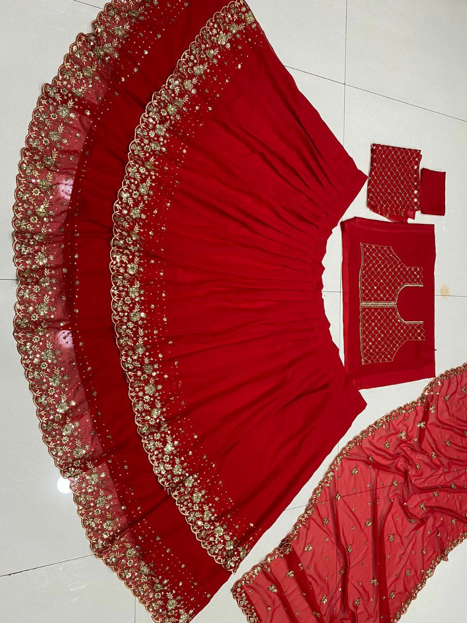 Designer fancy lehenga choli Lehnga : Heavy Bangloury Silk
Work : Embroidery And Original Mirror Work