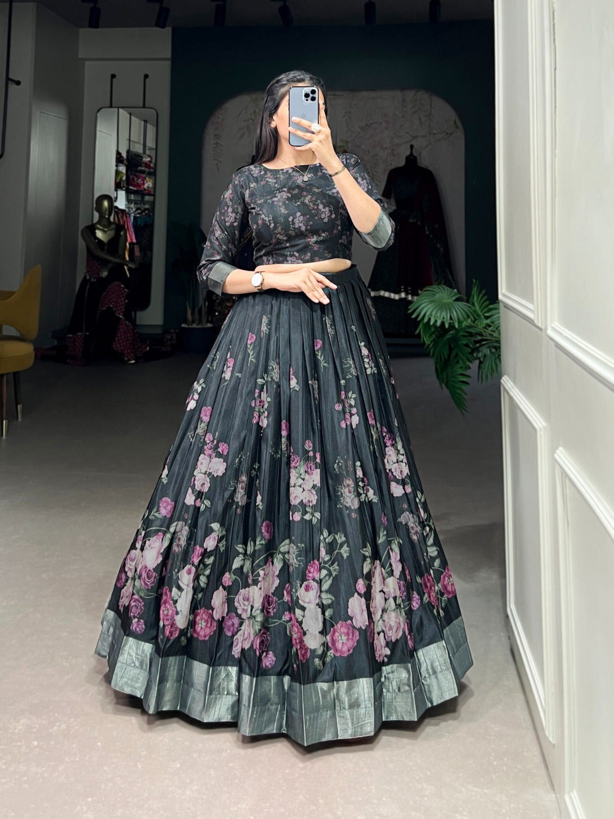 Co-ord Set Lehenga
Embrace Timeless Elegance with Our Floral Print Lehenga and Blouse Set 🪷