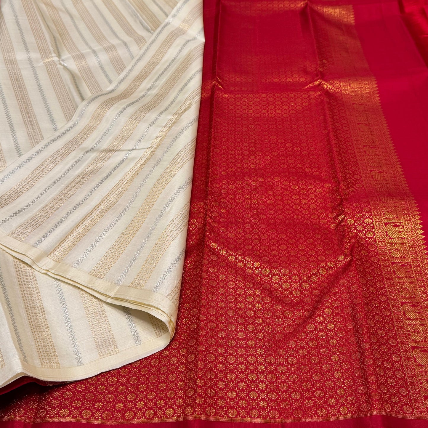 Kanjivaram pure silk handloom double warp contrast grand pallu and blouse *Fancy bridal*