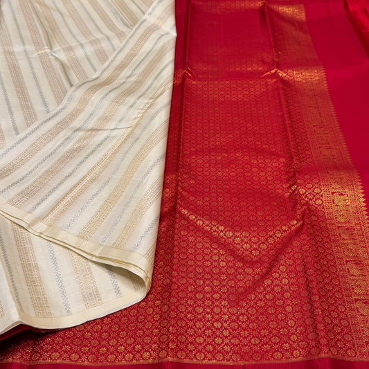 Kanjivaram pure silk handloom double warp contrast grand pallu and blouse *Fancy bridal*