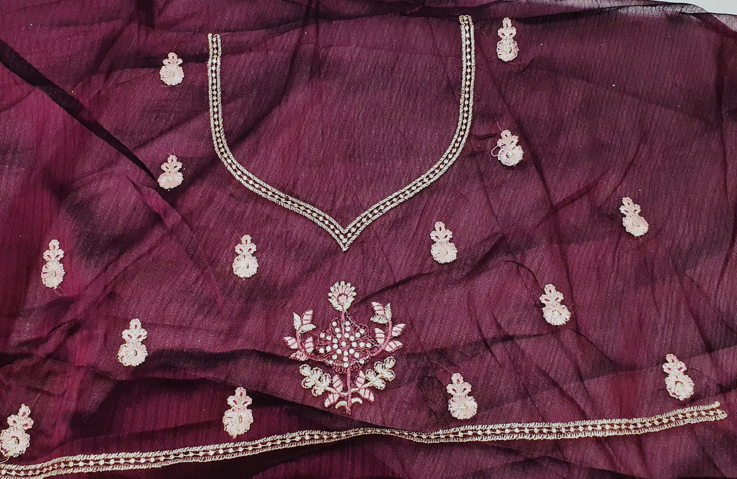 ALLOVER REASHAM WORK BORDER AND BUTTA WITH STONE ON GEORGETTE*Saree