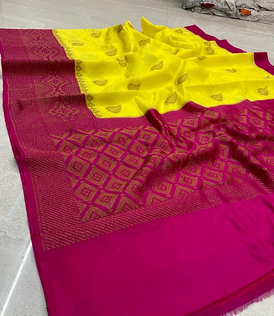 Handwoven Banarasi Dyeble Dupian Silk Saree*