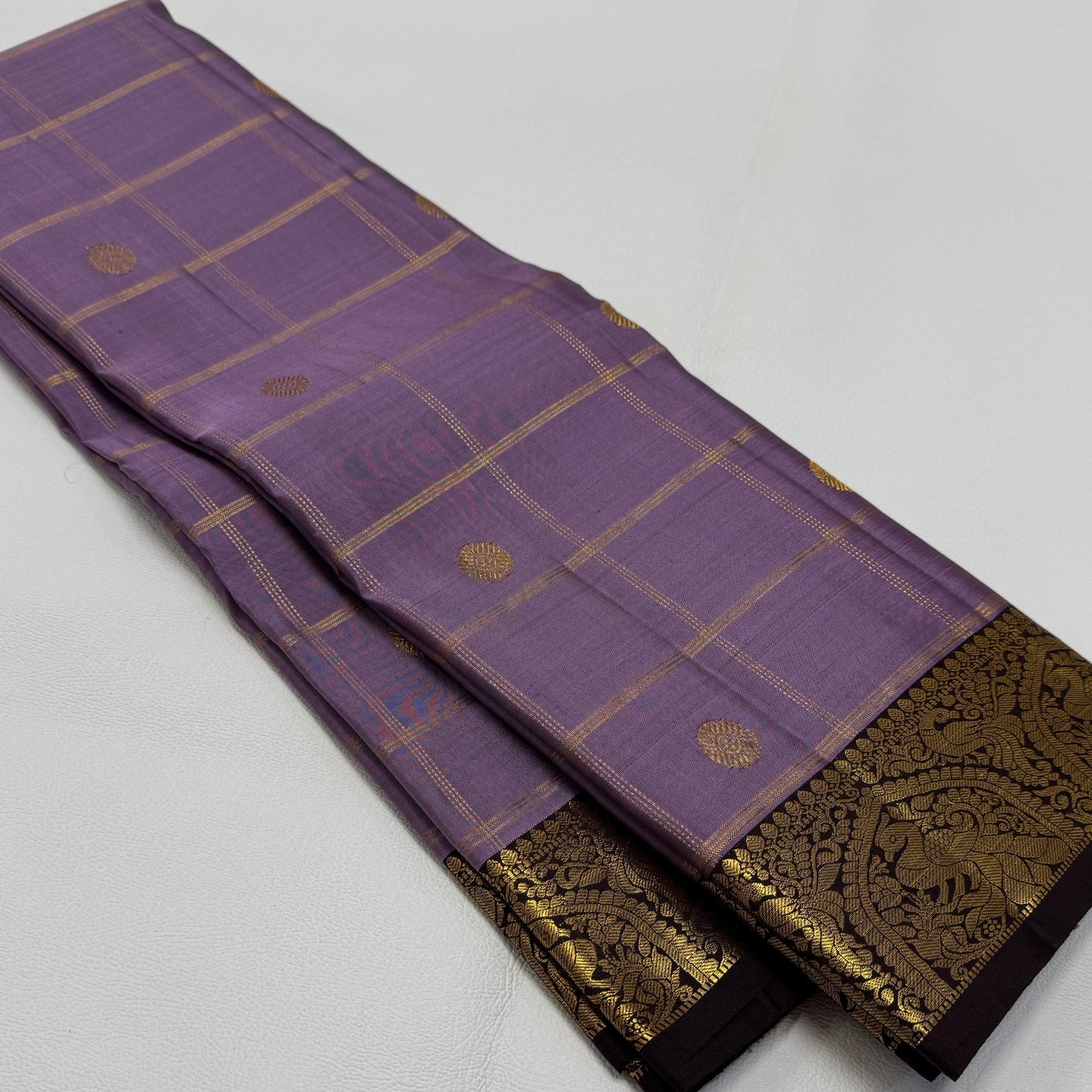 Kanjivaram pure silk handloom double warp contrast grand pallu and blouse *Checks bridal 2g