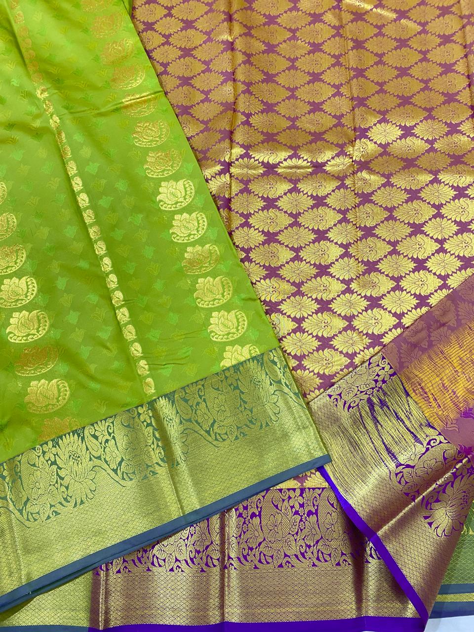 Kanchipuram Semi silk saree
Super quality 
beautiful embossed butta type sarees*