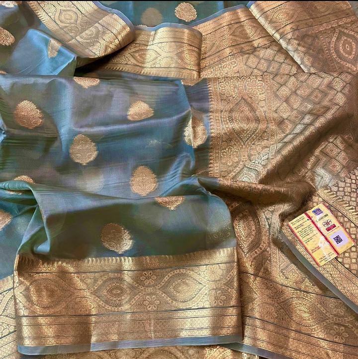 Banarasi Kora Organza Dyble Silk Sarees Good Quality Weaving Design