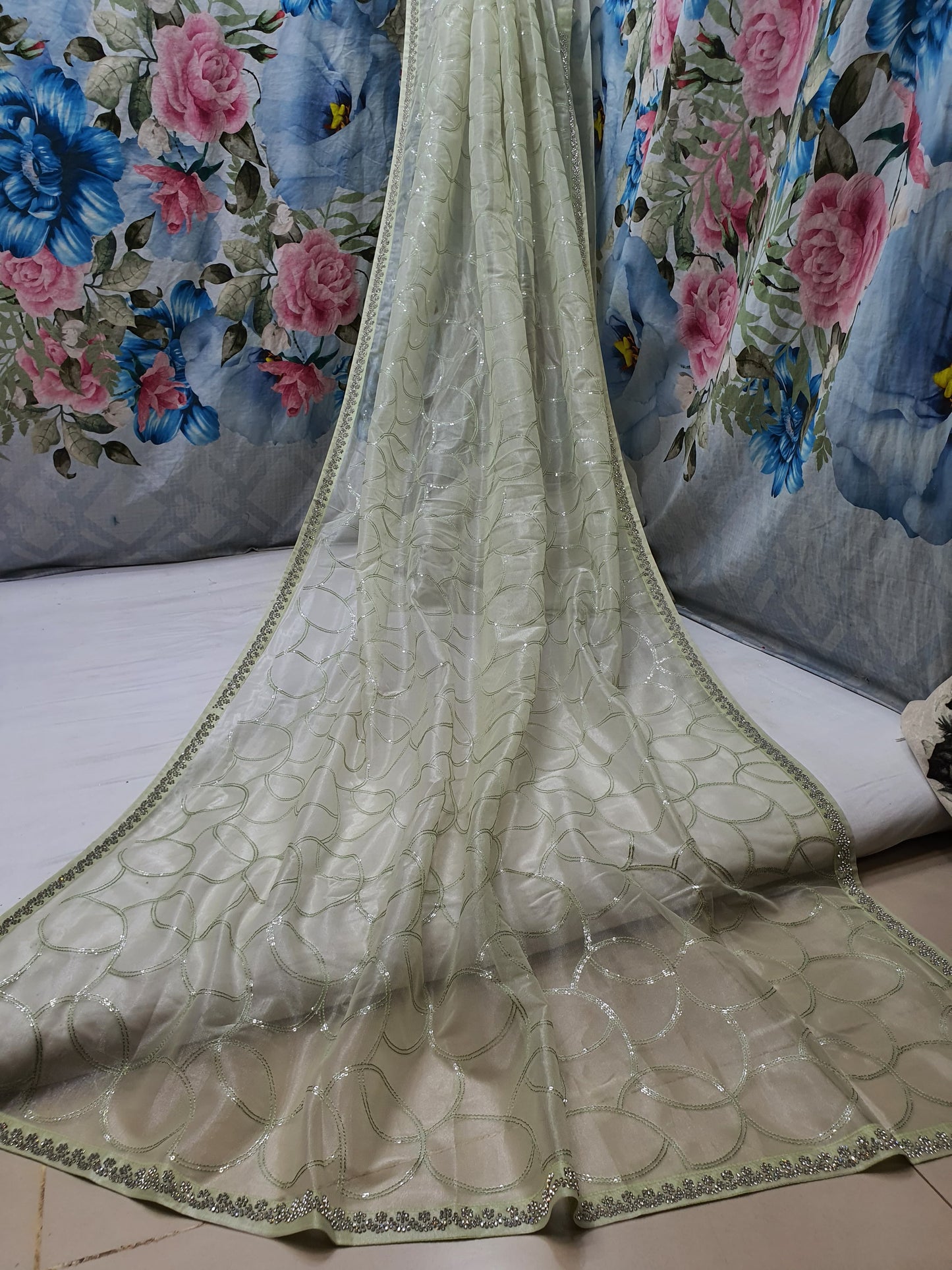 Allover self sequence work on jimmy choo*Saree