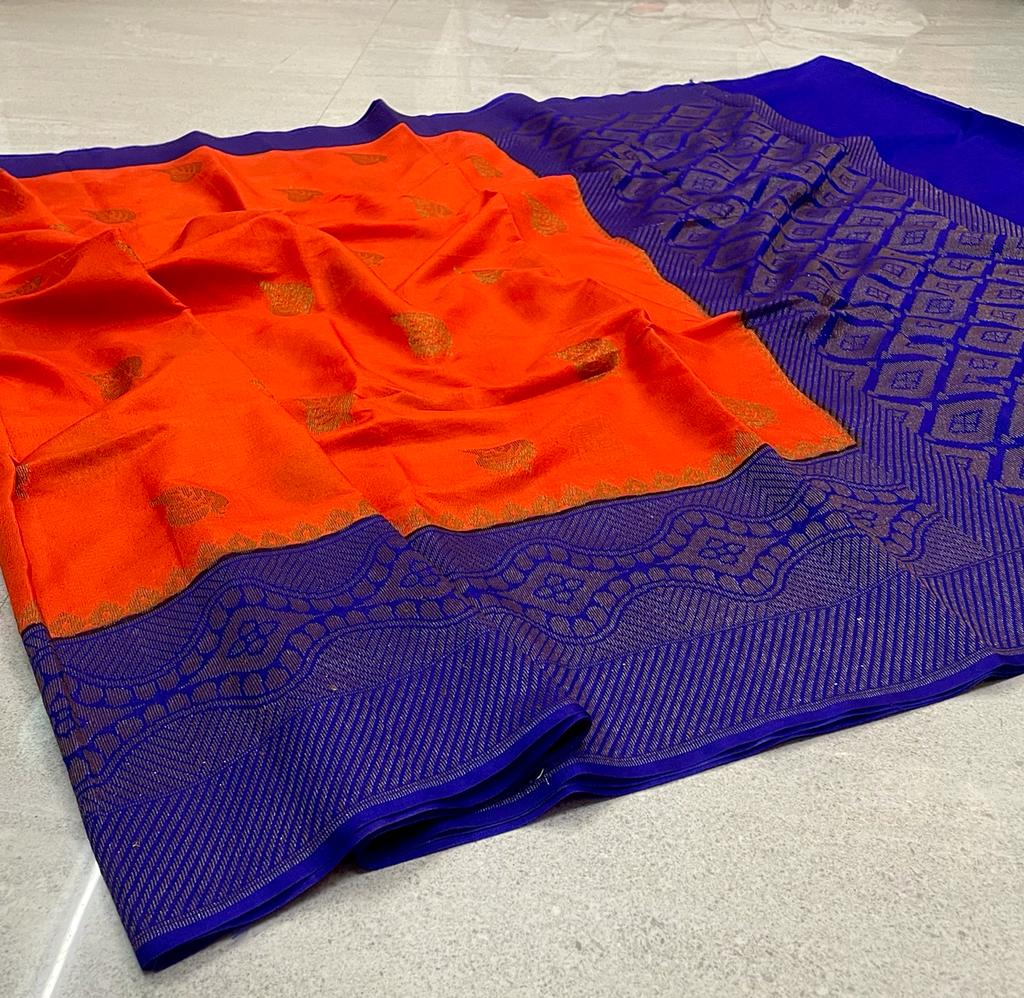 Handwoven Banarasi Dyeble Dupian Silk Saree*