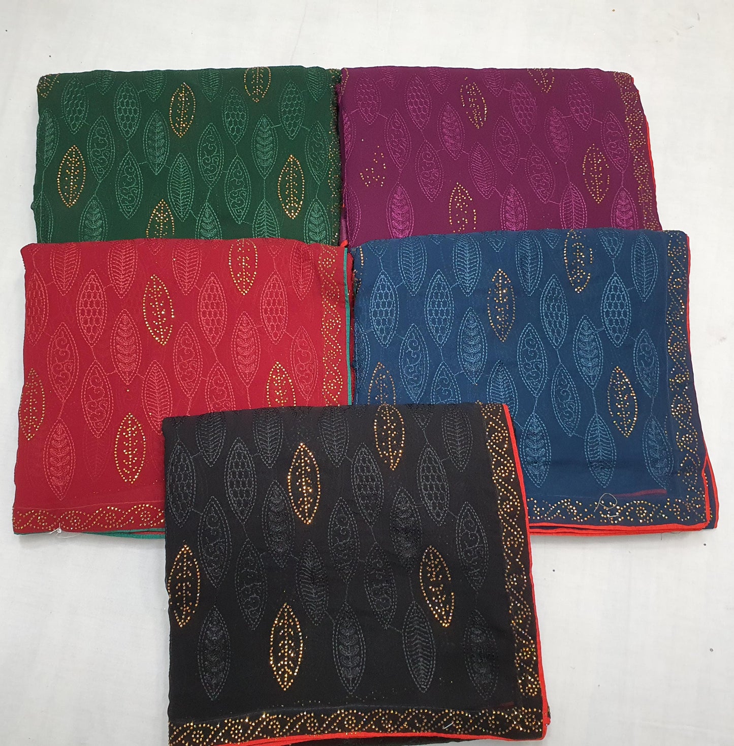 ALLOVER SELF REASHAM JALL WITH SWAROSKI STONE WORK ON GEORGETTE*Saree