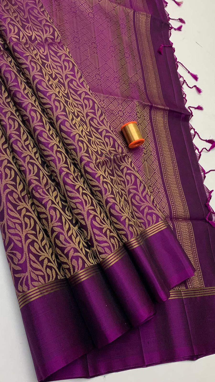 Pure handloom borderless  Bridal Double warp soft silk sarees collections