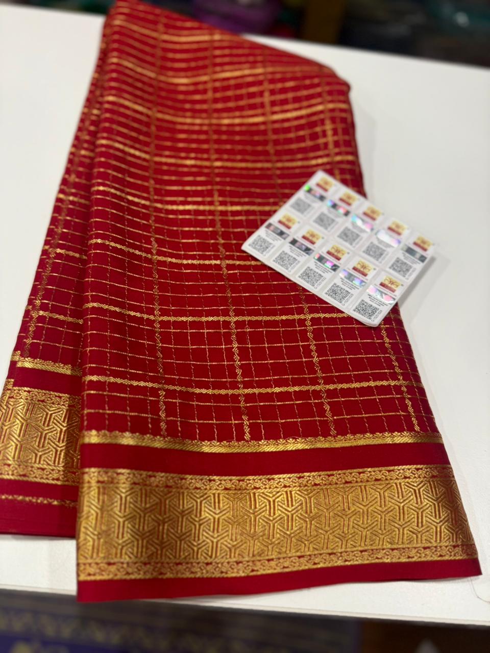 Pure Mysore silk sarees 
120grm thickness All exclusive pattern  with beautiful colour