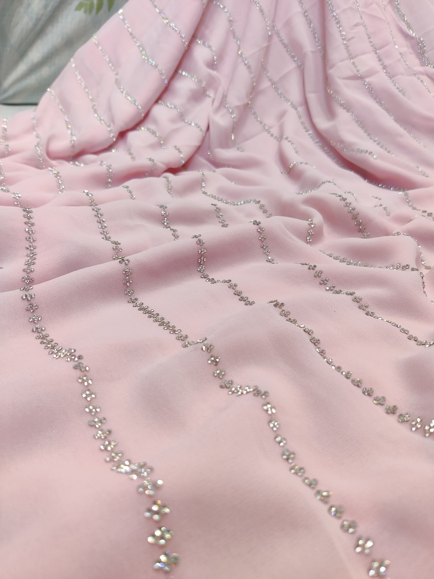 ALLOVER JARKAN STONE WORK AND BORDER ON PURE GEORGETTE*saree