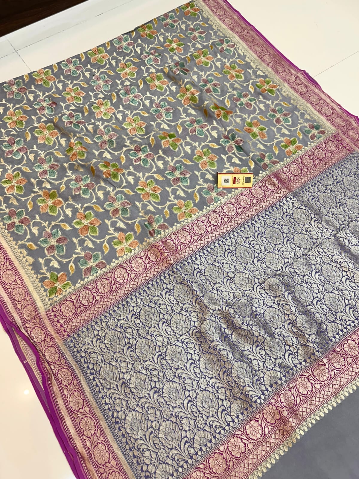 Pure Khadi Georgette Rangkat Silk Sarees Pure Handloom Work.                                     with Silk mark certificate