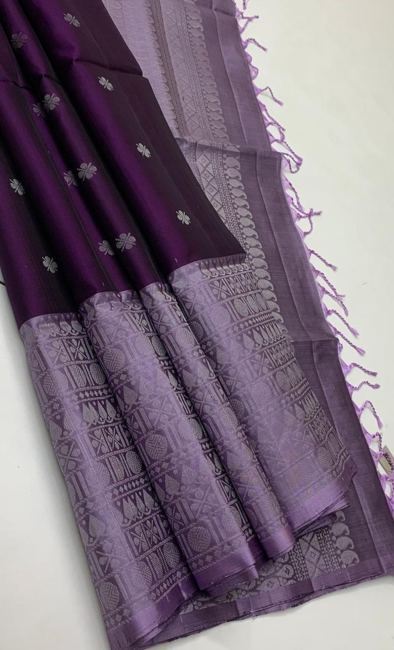 Pure handloom  TURNING BORDER  bridal Double warp soft silk sarees collections ..with contrast Pallu and blouse
