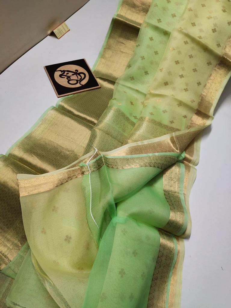 BANARASI KORA ORGANZA DYBLE SILK SAREES GOOD QUALITY WEAVING DESIGN
