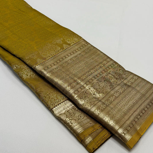 Kanchipuram pure silk handloom double warp contrast grand pallu and blouse *Bridal 1g*
*SILK MARK TAG WITH HOLOGRAM*