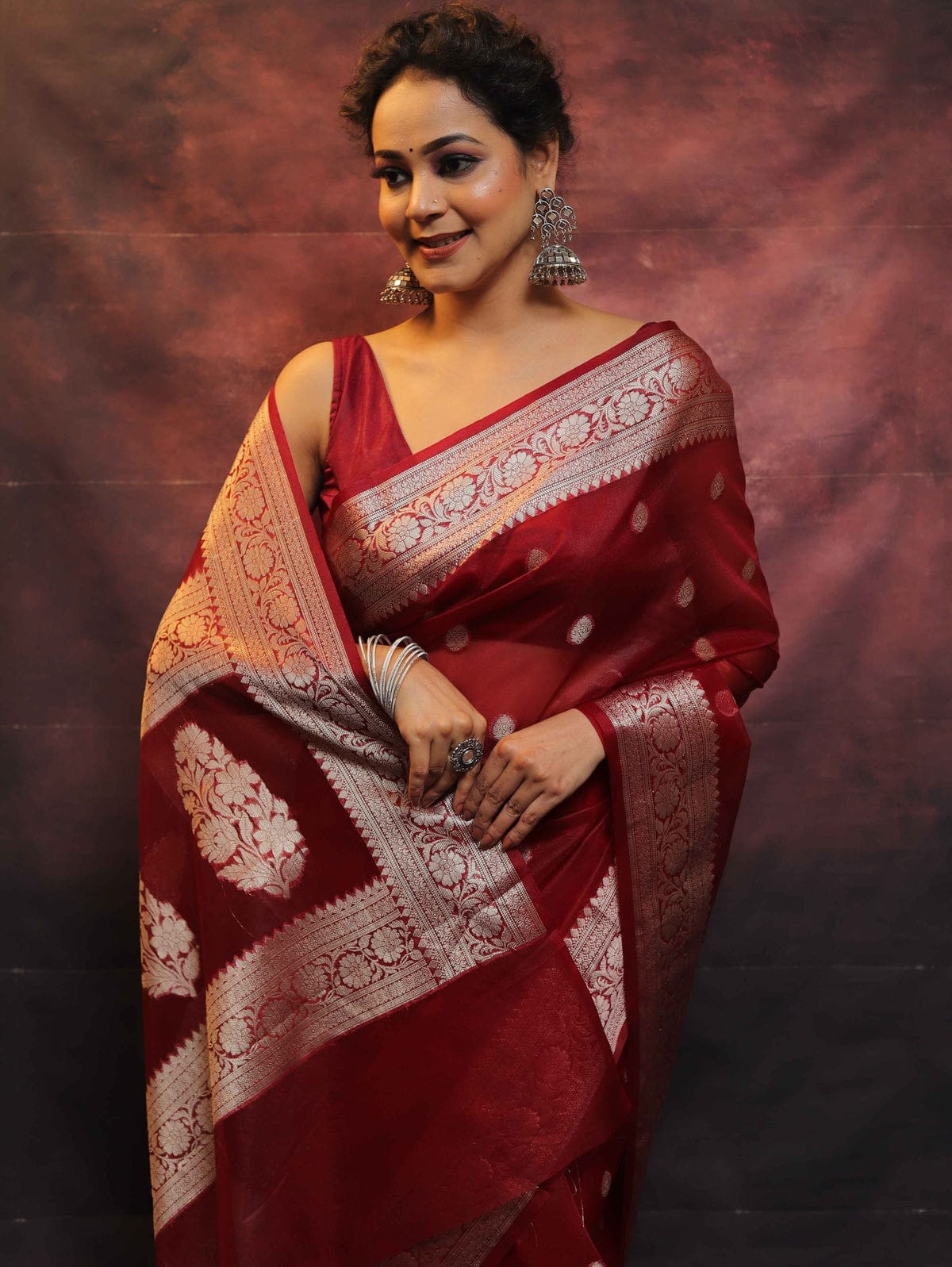 BANARASI SEMI KORA ORGANZA DYBLE SILK SAREES VERY GOOD QUALITY WEAVING DESIGN