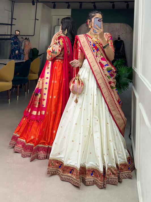 Paithani collection
Who says you can't be trendy and traditional at the same time? 
This Jacquard Silk Paithani Lehenga Choli is the perfect