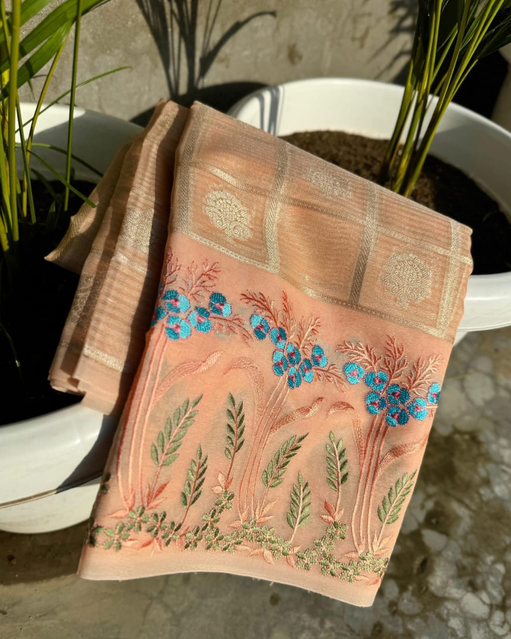 HANDWOVEN BANARASI KOTA SILK EMBROIDERY SAREE