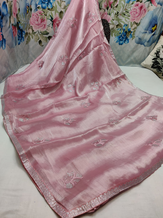 ALLOVER REASHAM BUTTA AND JARKAN STONE WORK AND BORDER ON JIMMY CHOO*saree