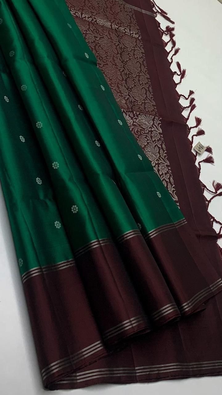 Pure handloom fancy design borderless Double warp soft silk sarees collections                               with contrast Pallu and blouse