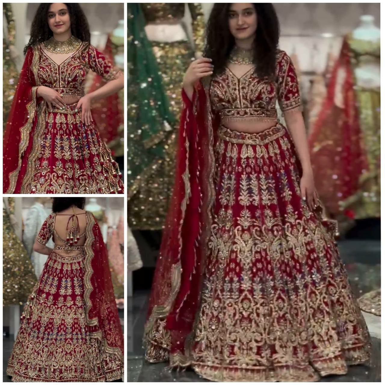Special bridal lehenga choli
LEHENGA DETAILA
Lehenga  Fabric- Fox Georgette
Lehenga work-Embroidery  Sequins Work With Cancan & Canvas Patta