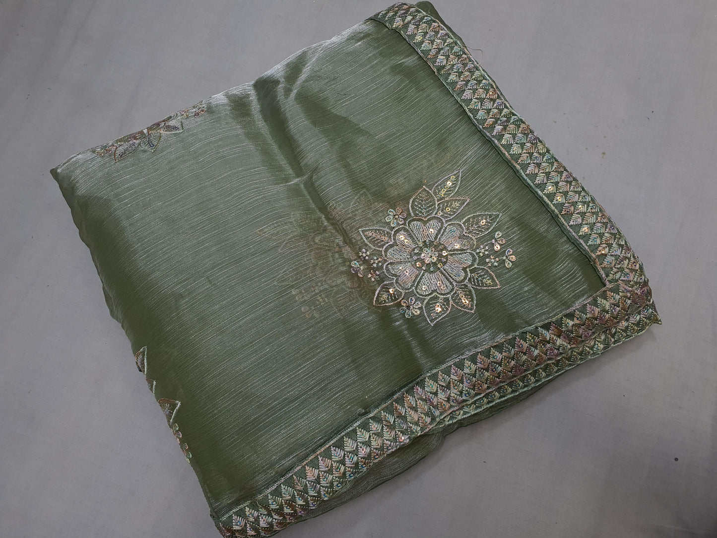 Allover reasham butta and border with sequence multi on Jimmy choo*Saree