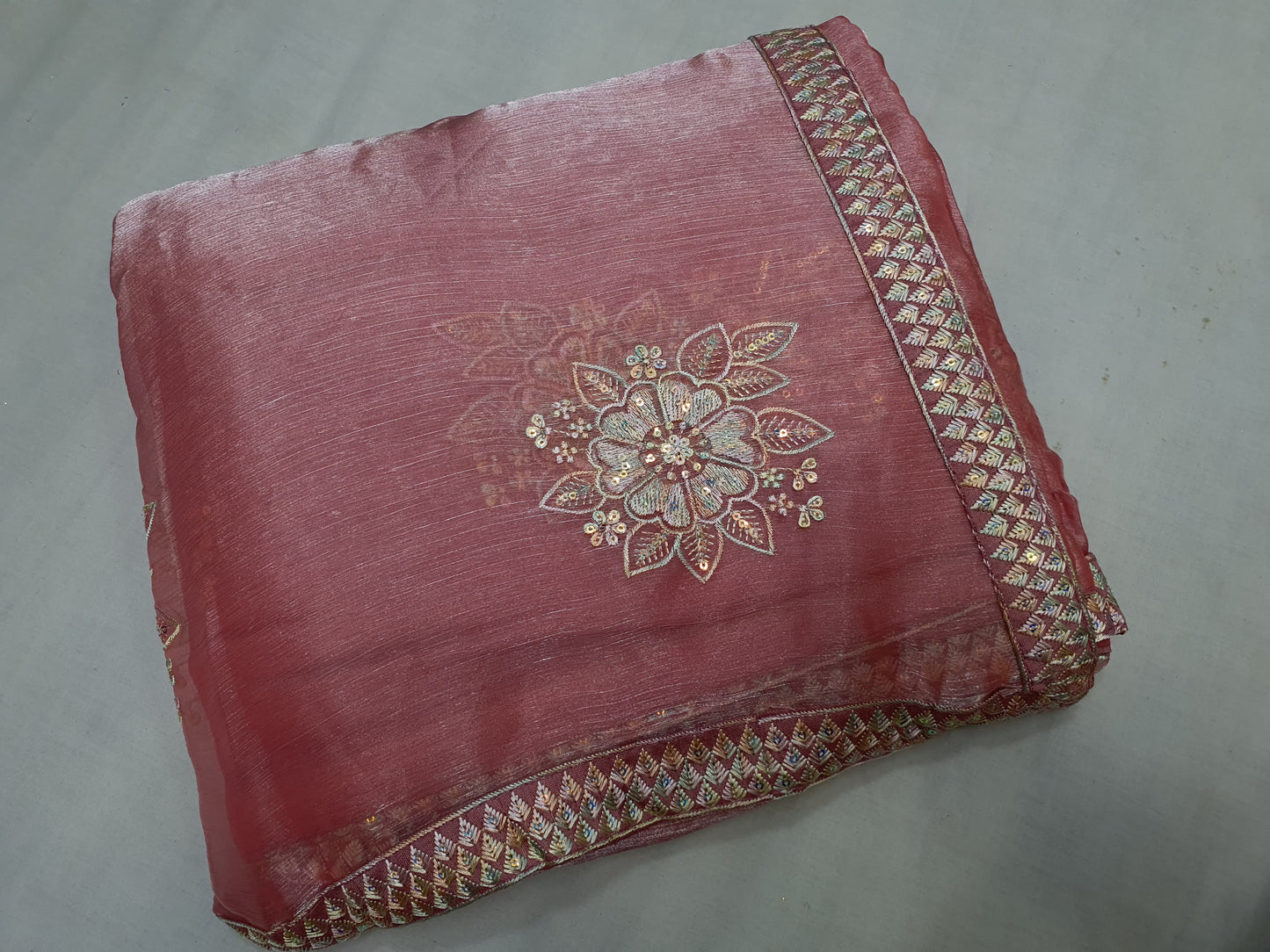 Allover reasham butta and border with sequence multi on Jimmy choo*Saree