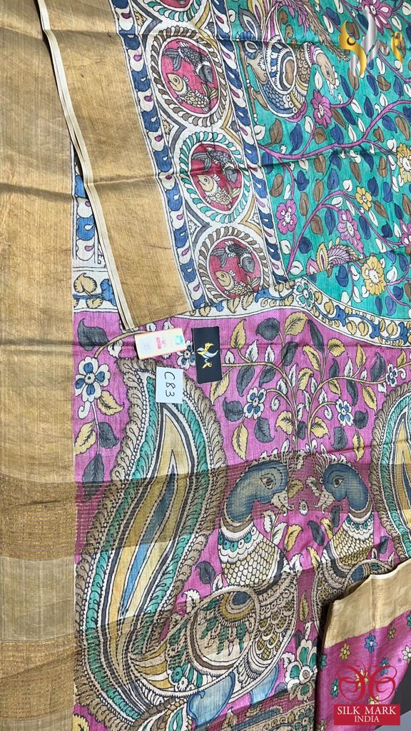 Original PenKalamkari handpaint Tussar silk sarees
Natural organiccolour used on painting