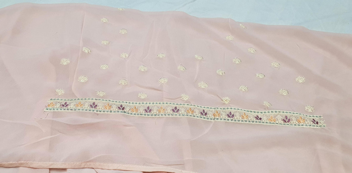 Allover lucknowi chikankari work with parsi work on Georgette*
Saree