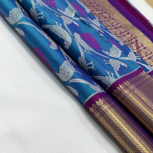 Kanchipuram pure silk handloom double warp contrast grand pallu and blouse *Bridal 2g* 
SILK MARK TAG WITH HOLOGRAM*