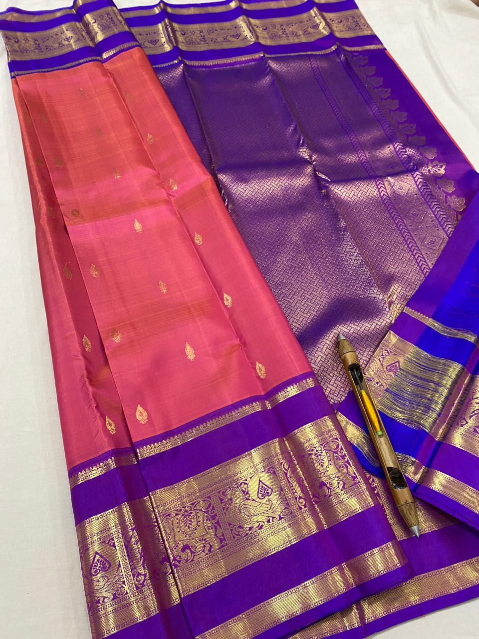 Kanchipuram Handloom pure silk saree
Beautiful fancy Design
gold zari fancy   Medium kalayana border butta beautiful  type sarees*